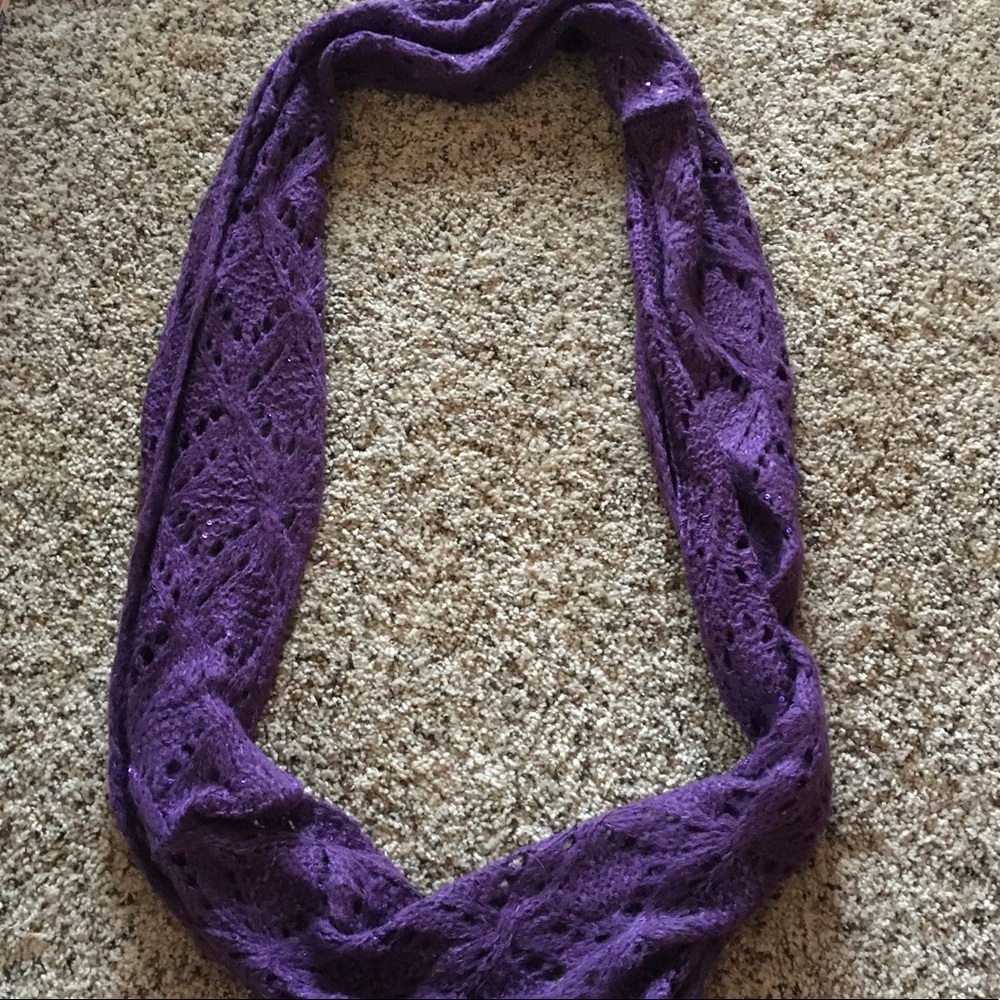 Purple Crochet Infinity Scarf
